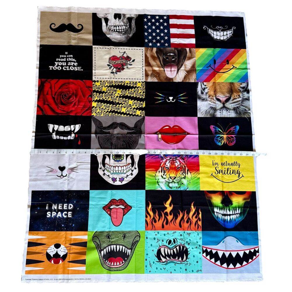 Cut & Sew Panel Cotton Fabric All Smiles Timeless Treasures Quilt Teeth NEW